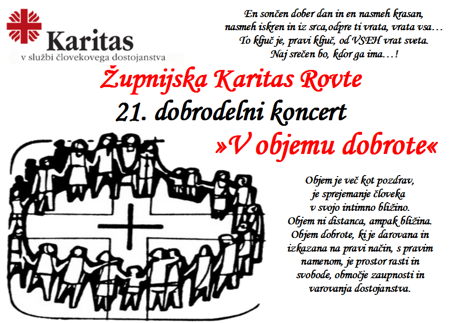 Župnijska Karitas Rovte 21. dobrodelni koncert »V objemu dobrote«