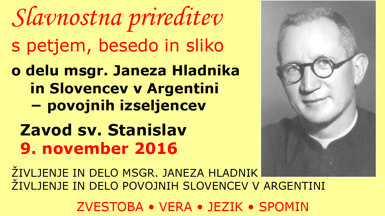 Hladnikov večer zavod sv. Stanislav 9. november 2016 